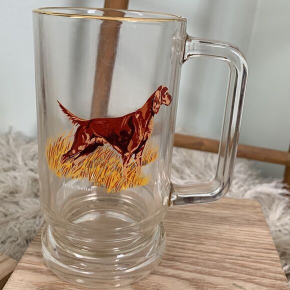 Vintage Clear Glass Beer Mug Irish Setter and Labrador Retriever - Picture 10 of 17